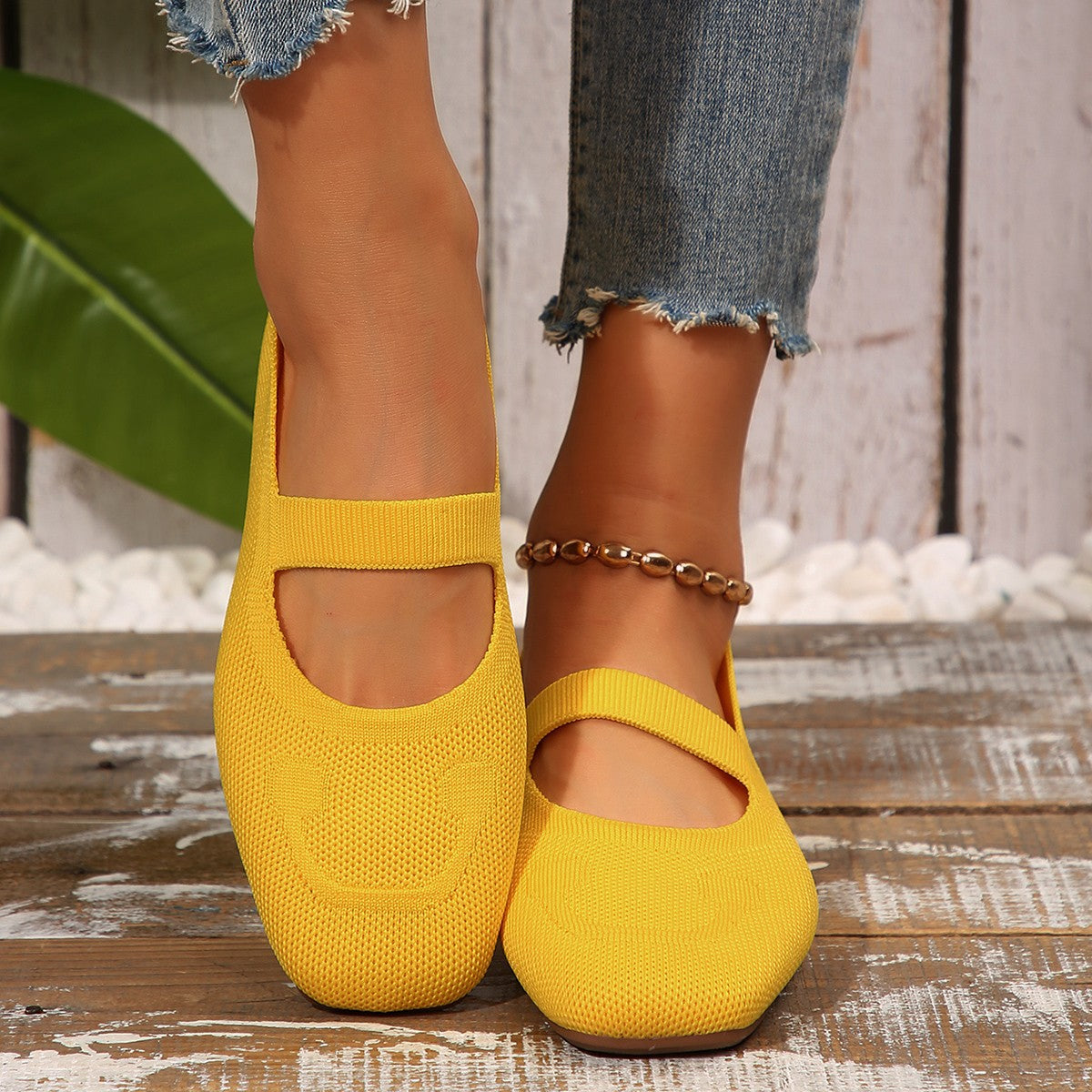 Knitted Mary Jane Ballet Flats - Luna