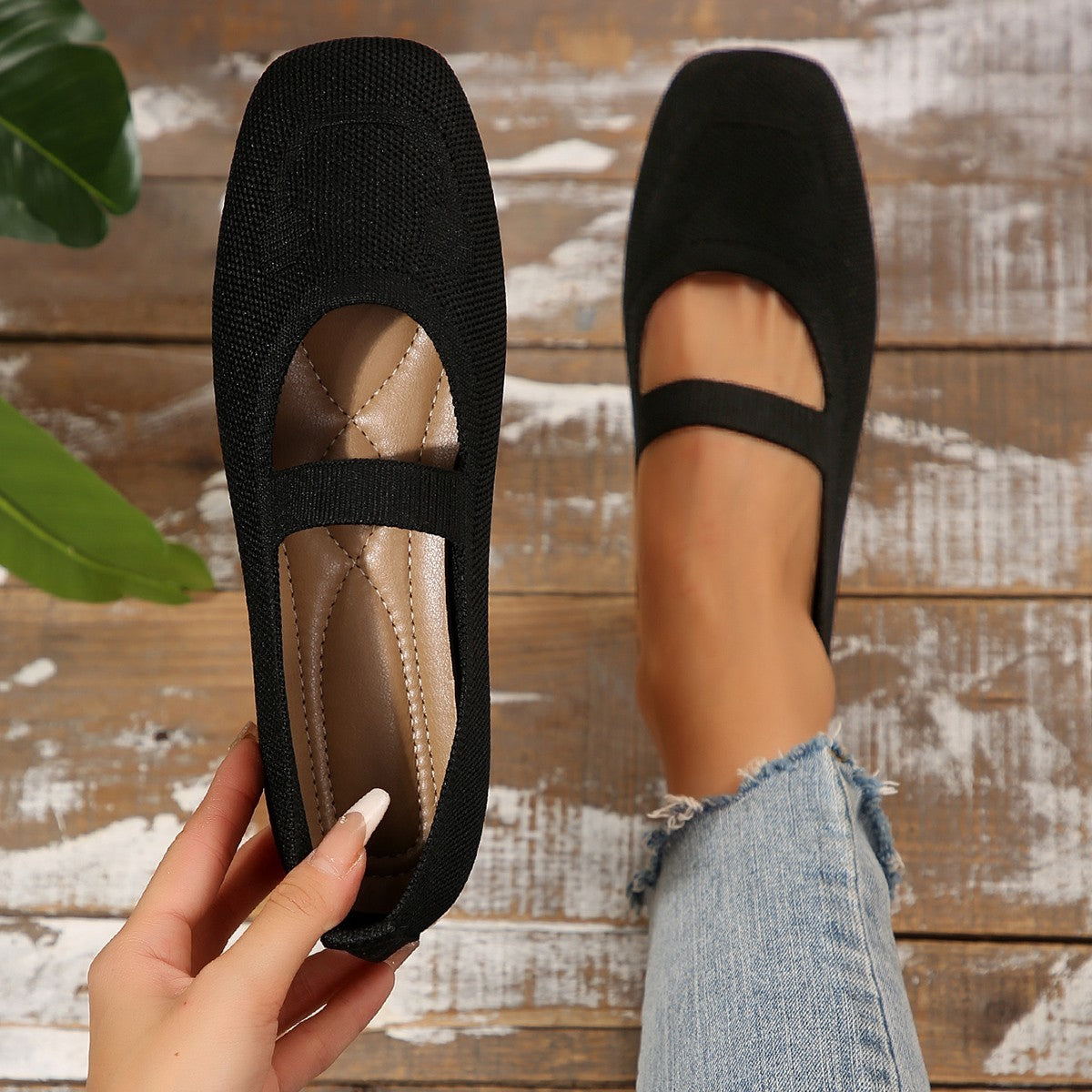 Knitted Mary Jane Ballet Flats - Luna