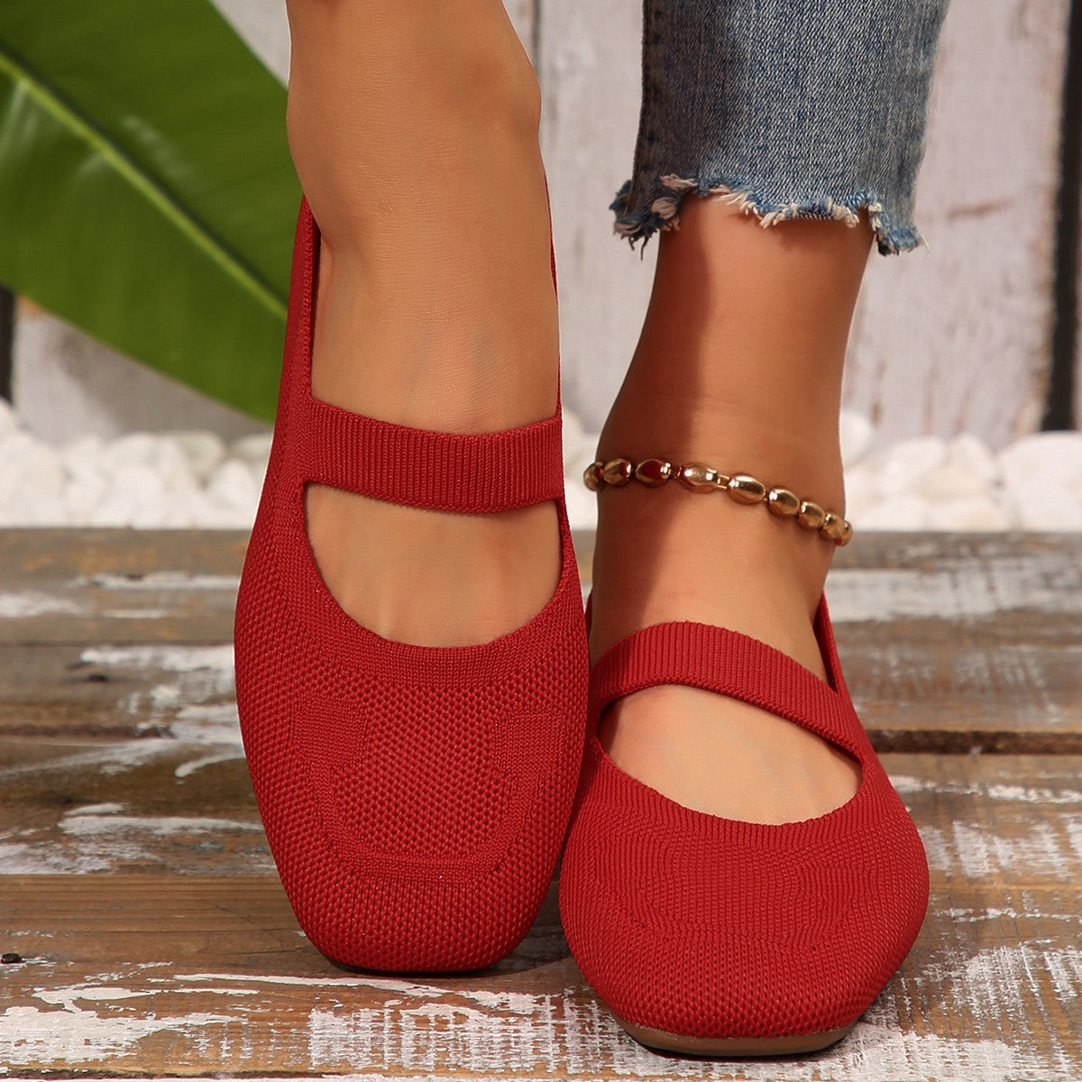 Knitted Mary Jane Ballet Flats - Luna