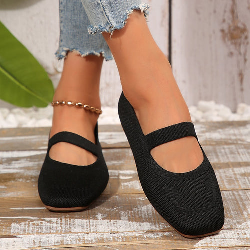 Knitted Mary Jane Ballet Flats - Luna