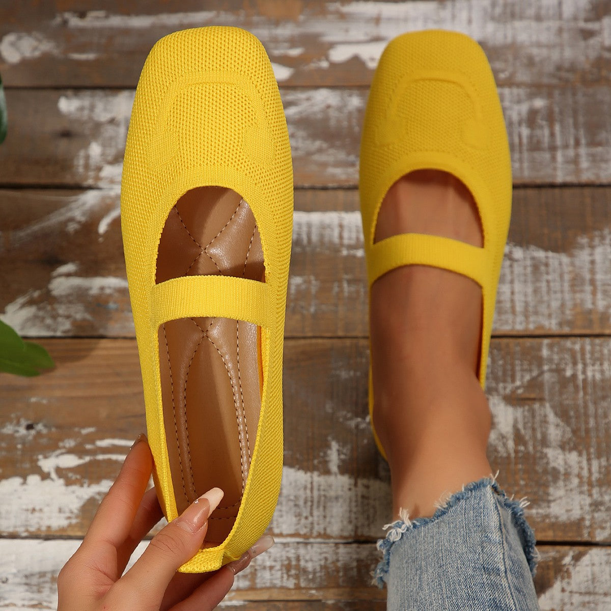 Knitted Mary Jane Ballet Flats - Luna