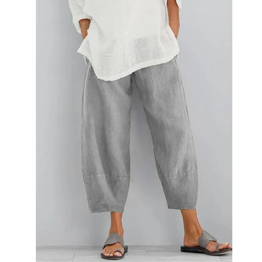 Women’s Linen Blend Wide Leg Cropped Pants - Emma