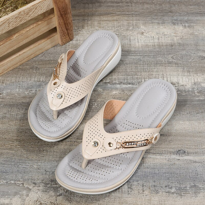 Platform Wedge Flip Flops Open Toe Summer Sandals - Ava