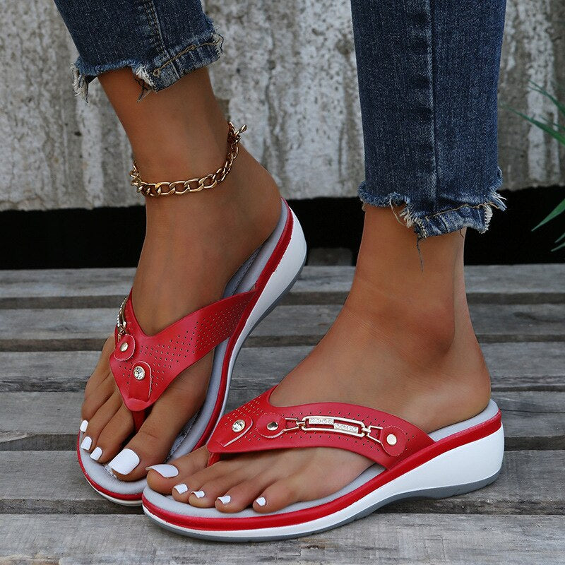 Platform Wedge Flip Flops Open Toe Summer Sandals - Ava