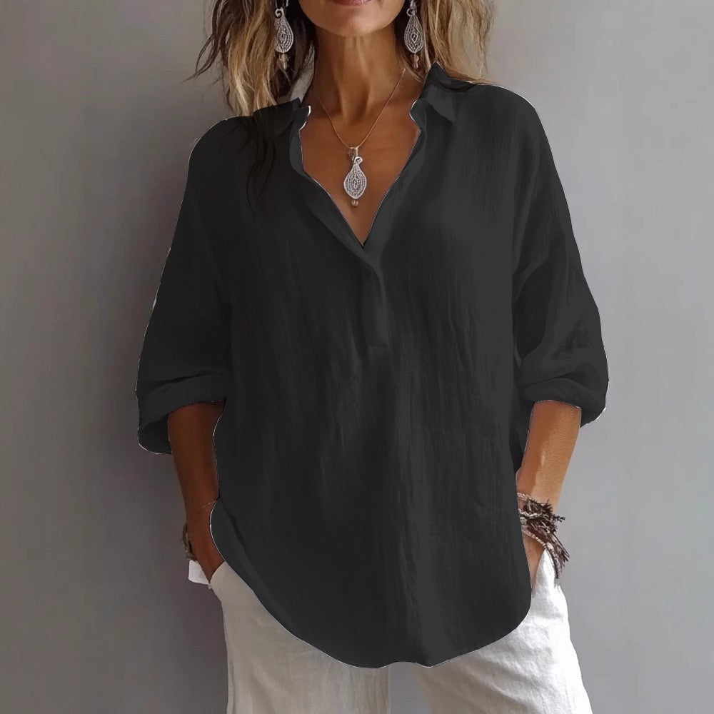 Linen Blend Oversized Button Down Shirt - Zoe