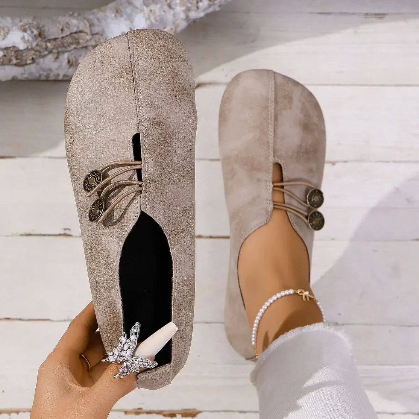 Women’s Faux Suede Flat Slip On Loafers - Chloe