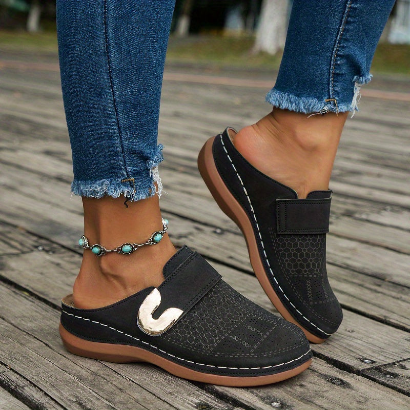 Slip On Closed Toe Wedge Mule Clogs - Isla