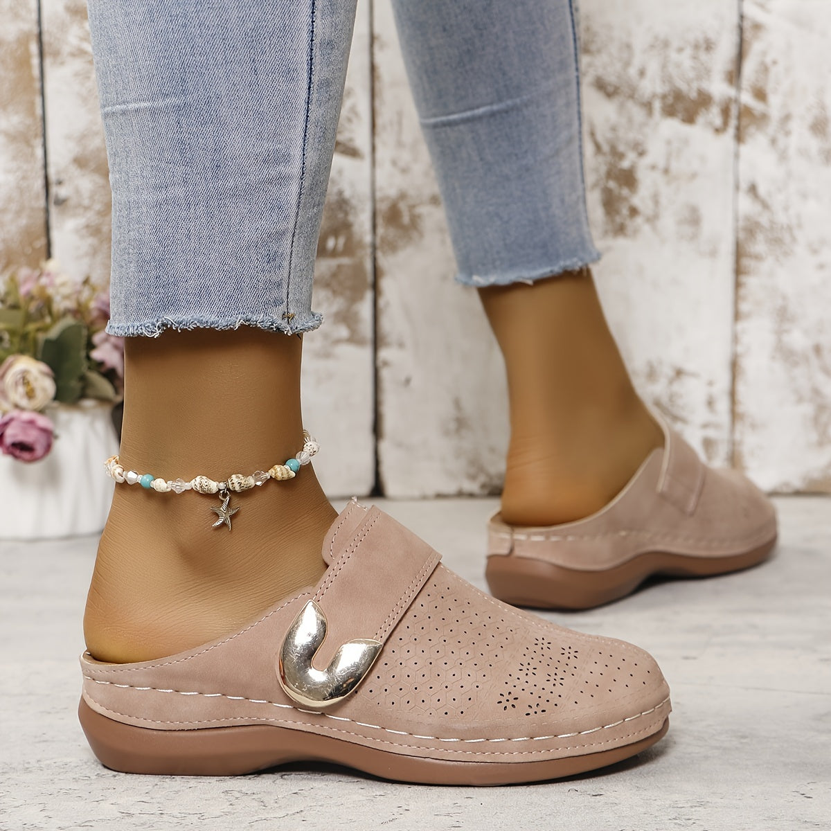 Slip On Closed Toe Wedge Mule Clogs - Isla