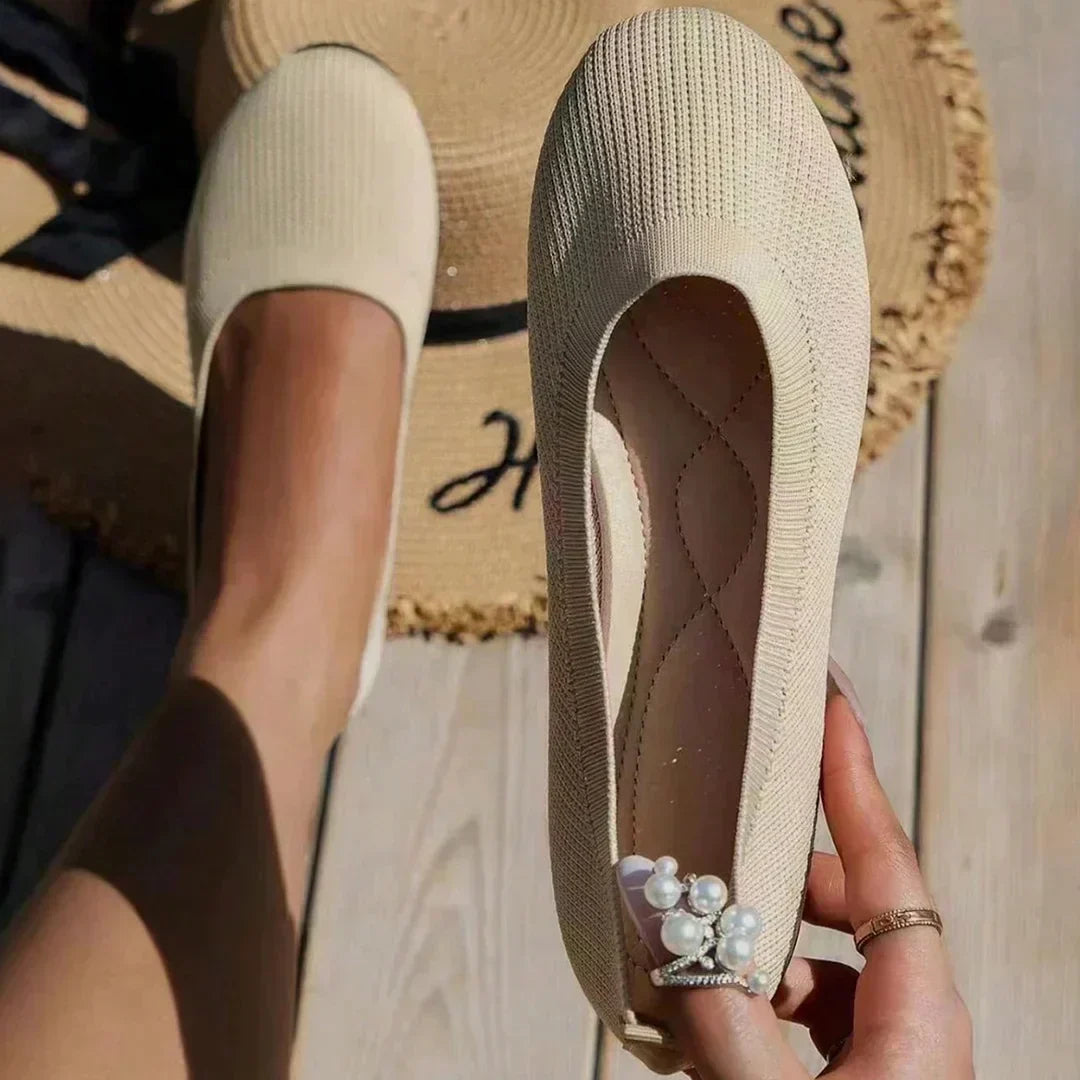 Knit Slip On Ballet Flats Comfortable Round Toe - Chloe