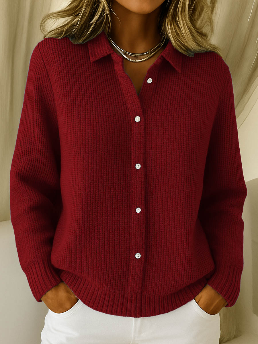 Women's Waffle Knit Button Cardigan Sweater | Lila