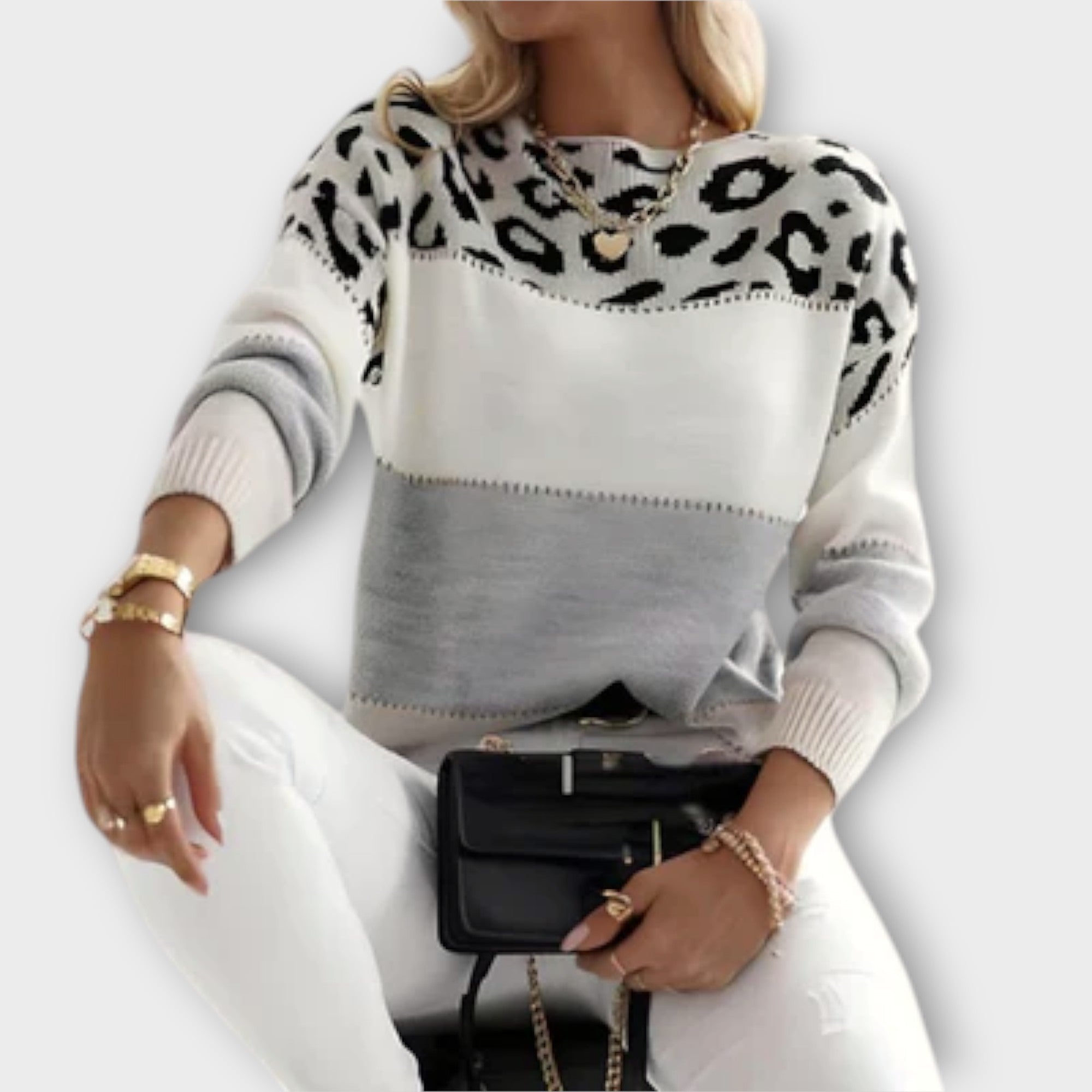 Women's Leopard Print Stylish Sweater for Winter | Clara