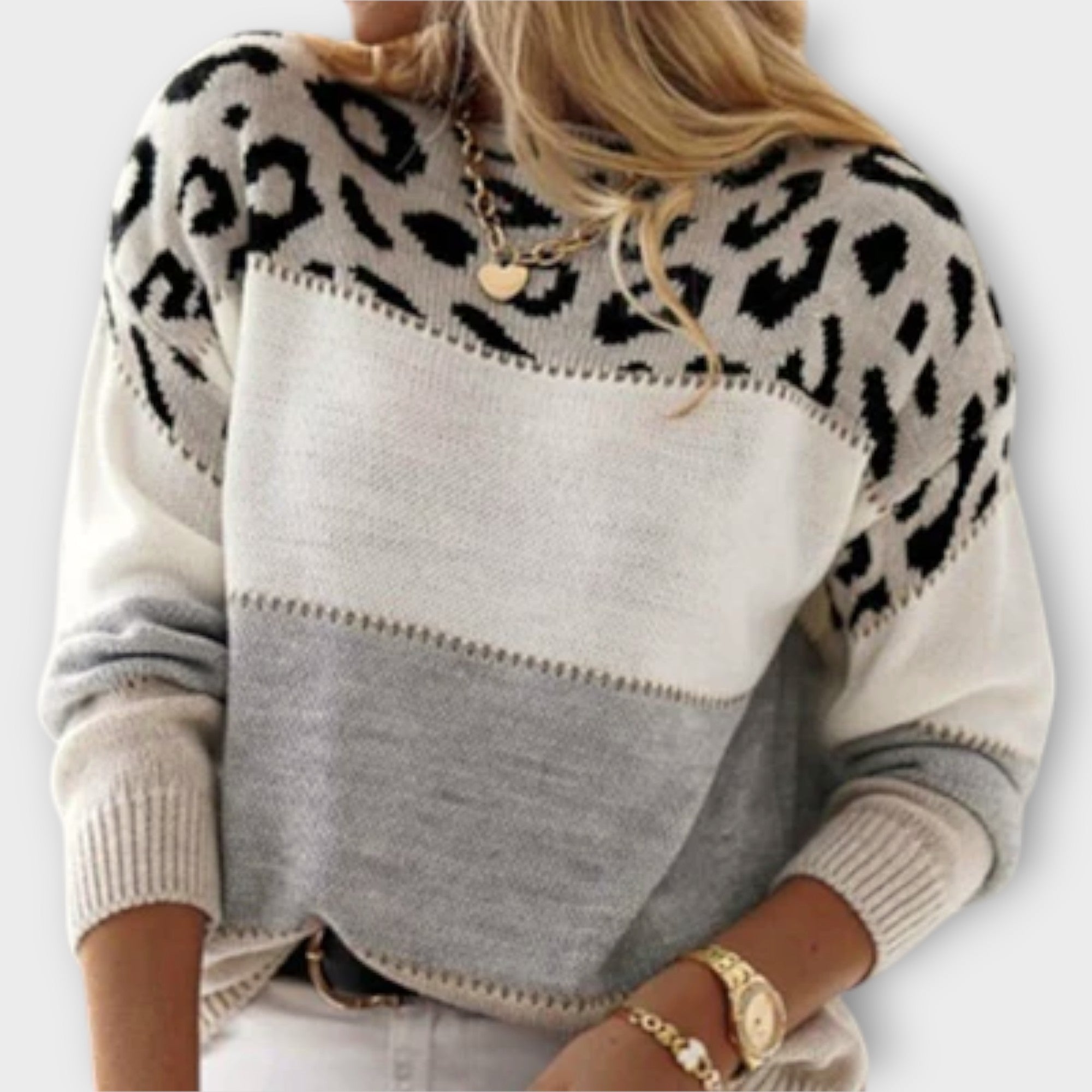 Women's Leopard Print Stylish Sweater for Winter | Clara