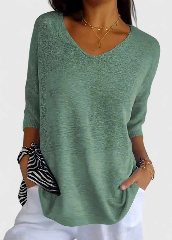 Women's Oversized Knit Top with V-Neck | Selina