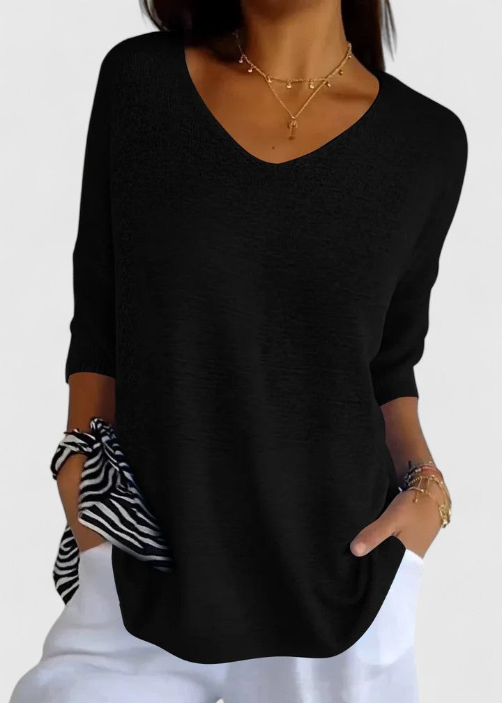 Women's Oversized Knit Top with V-Neck | Selina