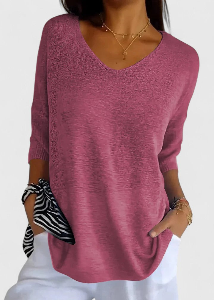 Women's Oversized Knit Top with V-Neck | Selina