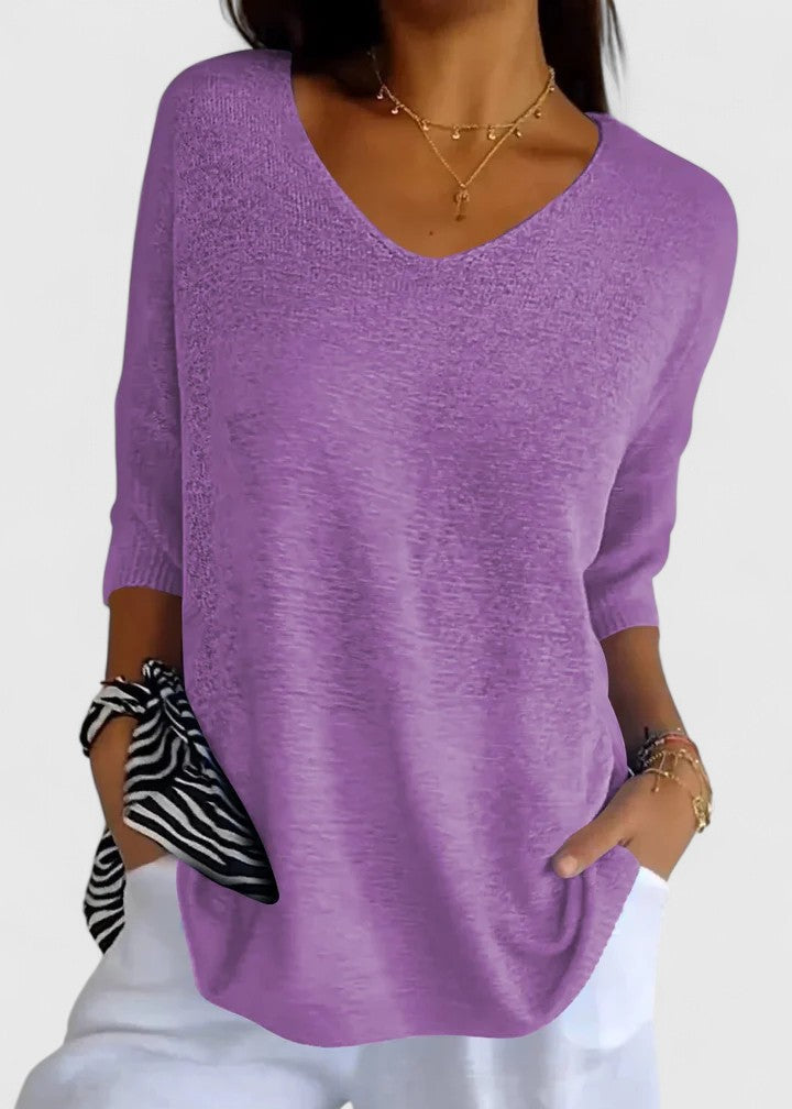 Women's Oversized Knit Top with V-Neck | Selina