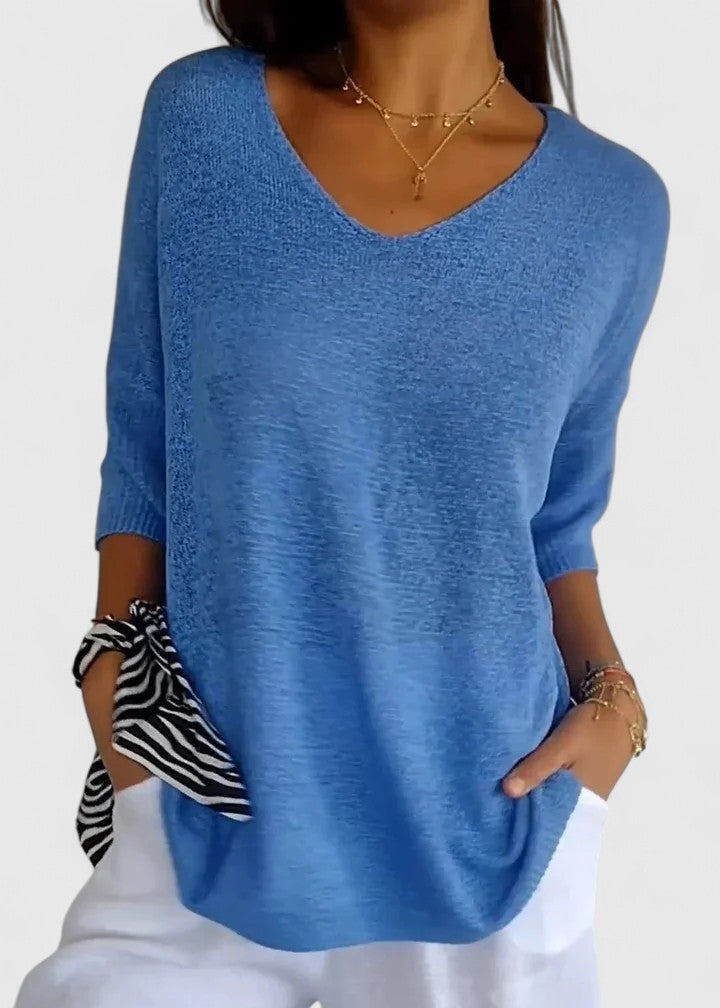Women's Oversized Knit Top with V-Neck | Selina
