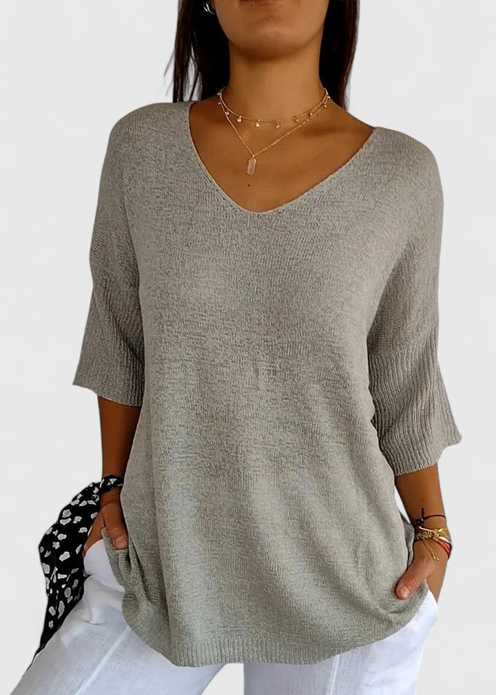 Women's Oversized Knit Top with V-Neck | Selina